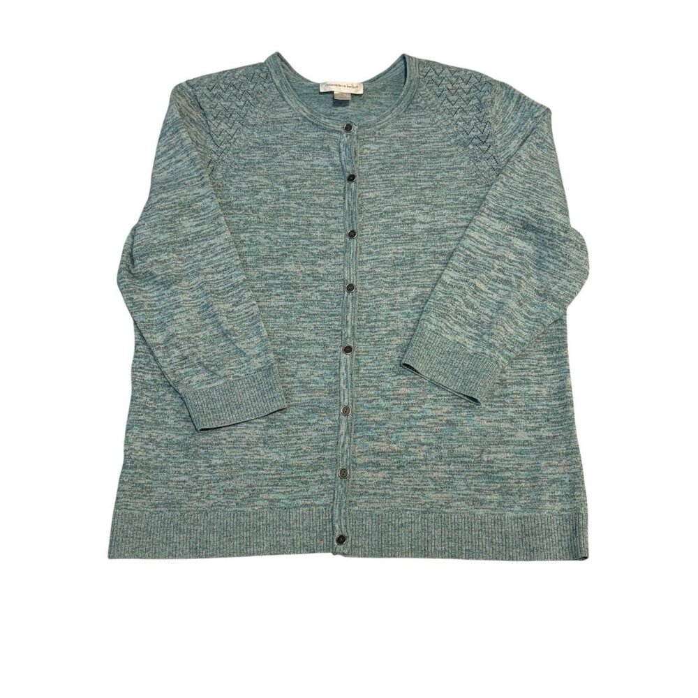 Christopher & Banks Sweater Green Cotton Blend Button Down Cardigan Size XL